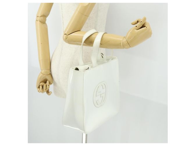 Borsa a mano GUCCI in pelle verniciata bianca Auth ep12976 Bianco - vista 21