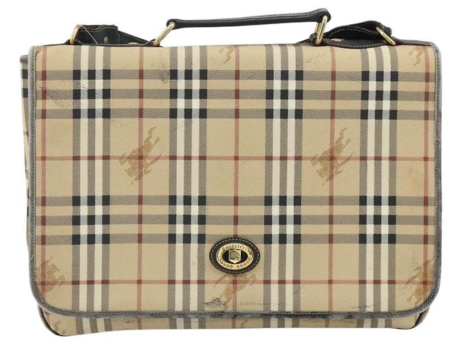 Borsa a mano Burberrys Nova Check PVC 2 vie Beige Oro Auth 168170 D'oro - vista 13