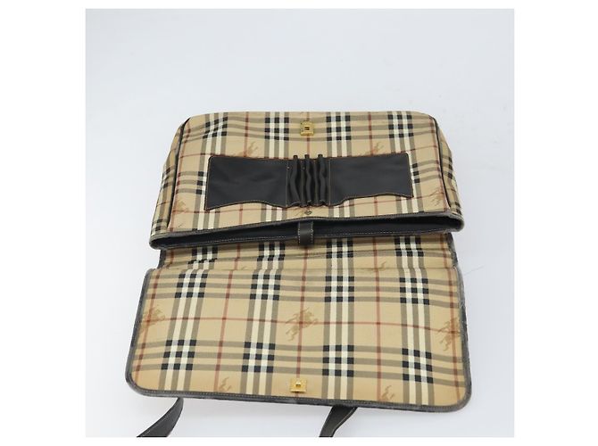 Borsa a mano Burberrys Nova Check PVC 2 vie Beige Oro Auth 168170 D'oro - vista 19