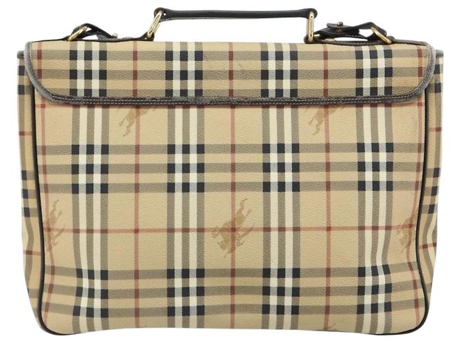 Borsa a mano Burberrys Nova Check PVC 2 vie Beige Oro Auth 168170 D'oro - vista 2