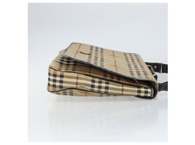 Borsa a mano Burberrys Nova Check PVC 2 vie Beige Oro Auth 168170 D'oro - vista 3