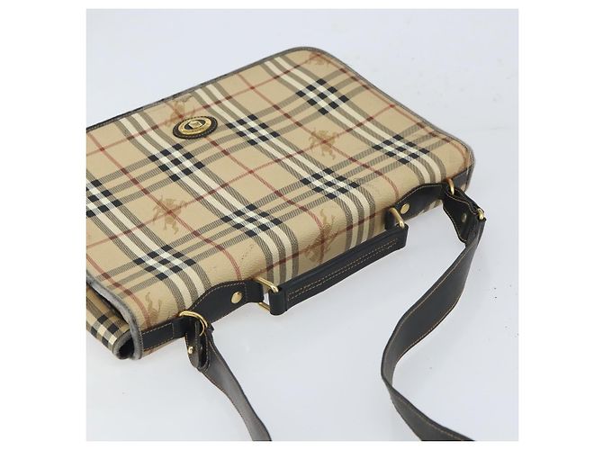 Borsa a mano Burberrys Nova Check PVC 2 vie Beige Oro Auth 168170 D'oro - vista 6