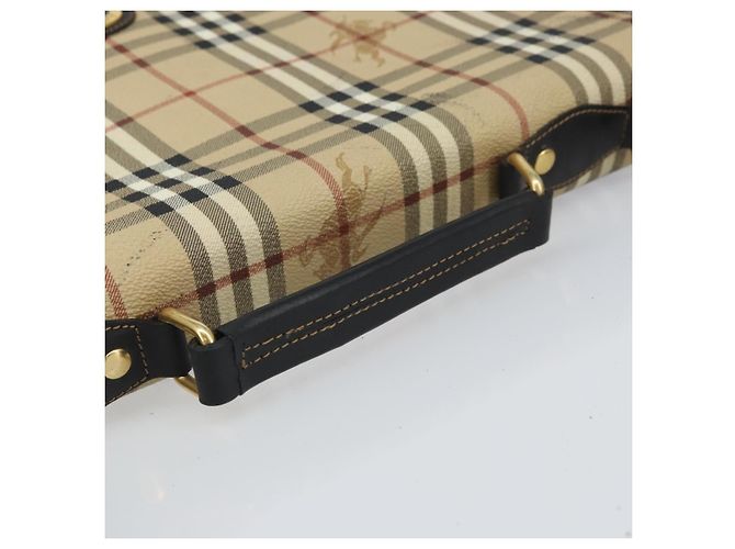 Borsa a mano Burberrys Nova Check PVC 2 vie Beige Oro Auth 168170 D'oro - vista 7