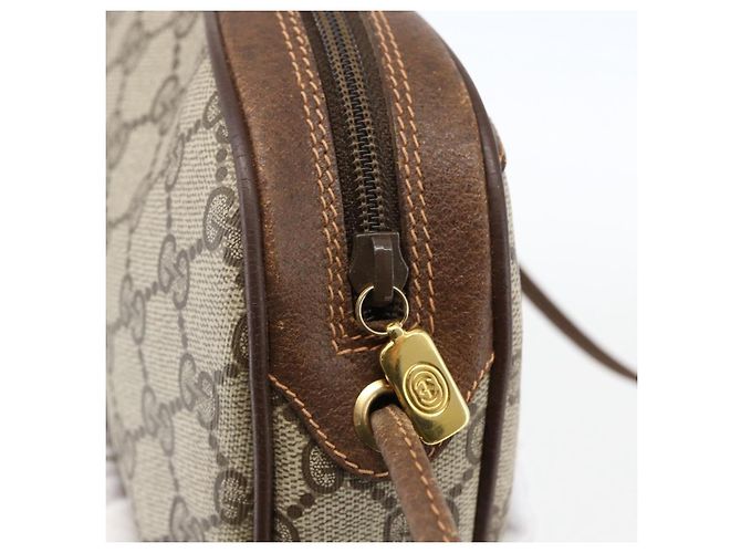 Sac Sherry Line GG Supreme Web de GUCCI en PVC Beige et Or 89 02 066 Auth ka2054 Doré - vue 14