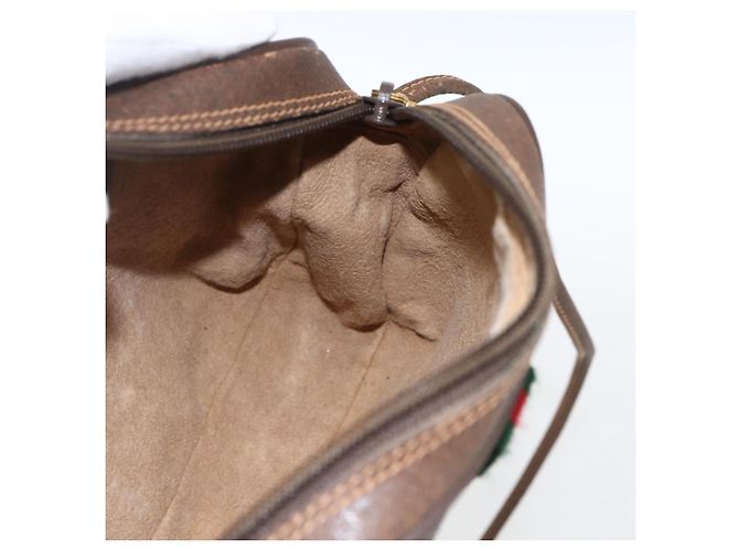 Sac Sherry Line GG Supreme Web de GUCCI en PVC Beige et Or 89 02 066 Auth ka2054 Doré - vue 17