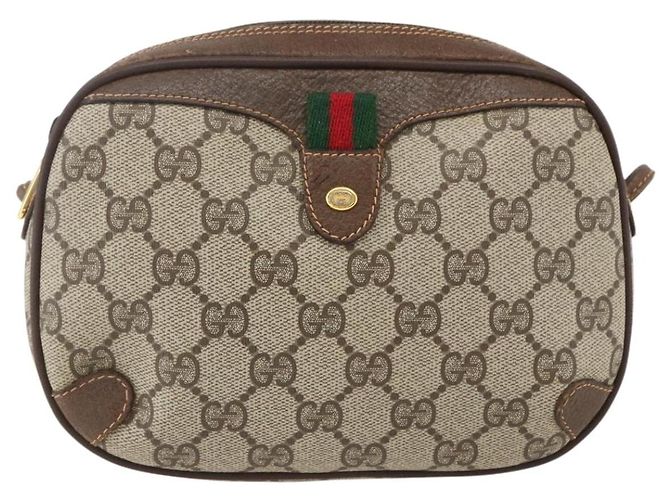 Sac Sherry Line GG Supreme Web de GUCCI en PVC Beige et Or 89 02 066 Auth ka2054 Doré - vue 2