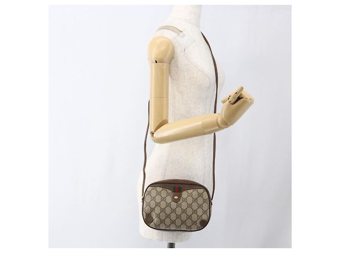 Sac Sherry Line GG Supreme Web de GUCCI en PVC Beige et Or 89 02 066 Auth ka2054 Doré - vue 20