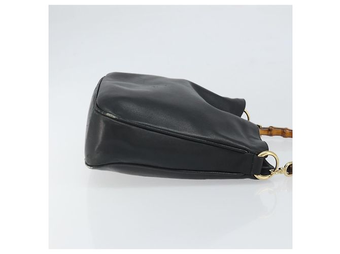 Borsa a mano in pelle nera e oro GUCCI Bamboo Auth bs33028 Nero D'oro - vista 4