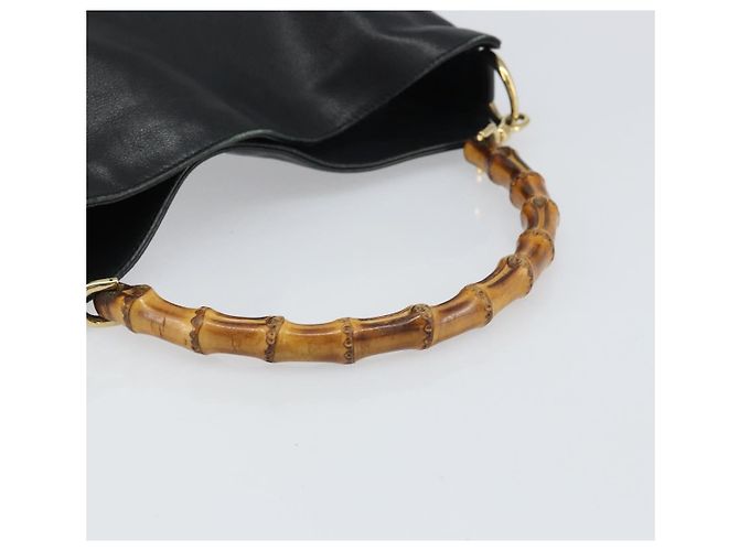 Borsa a mano in pelle nera e oro GUCCI Bamboo Auth bs33028 Nero D'oro - vista 7