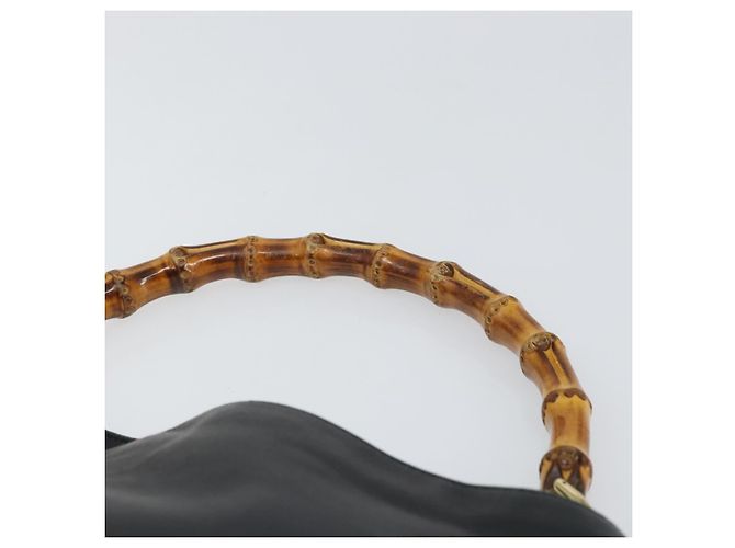Borsa a mano in pelle nera e oro GUCCI Bamboo Auth bs33028 Nero D'oro - vista 8