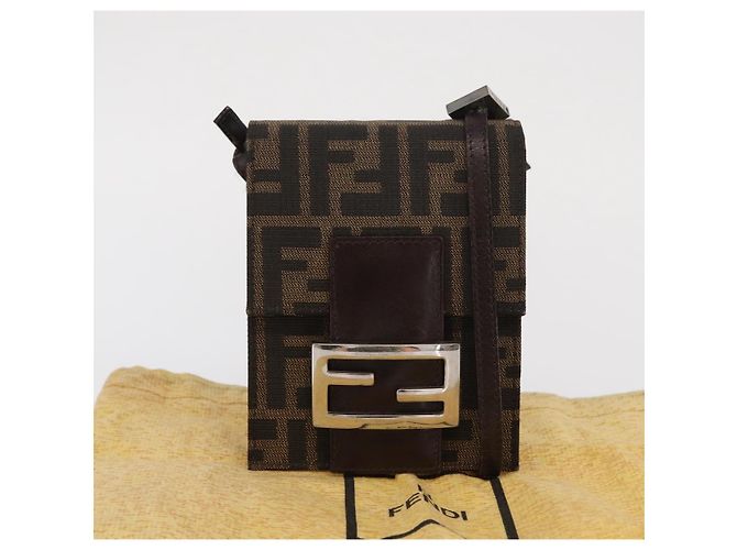 FENDI Zucca Canvas Schultertasche Schwarz Braun Silber Authentisch 149894V - Ansicht 12