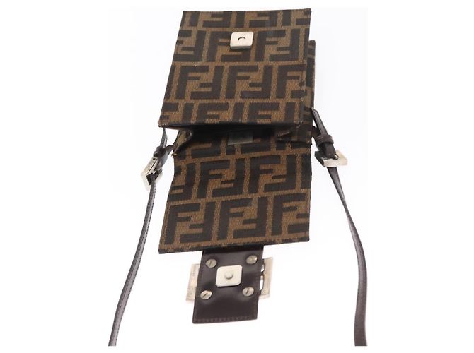 FENDI Zucca Canvas Schultertasche Schwarz Braun Silber Authentisch 149894V - Ansicht 20