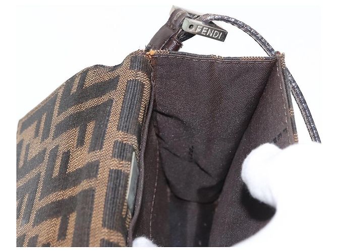 FENDI Zucca Canvas Schultertasche Schwarz Braun Silber Authentisch 149894V - Ansicht 22