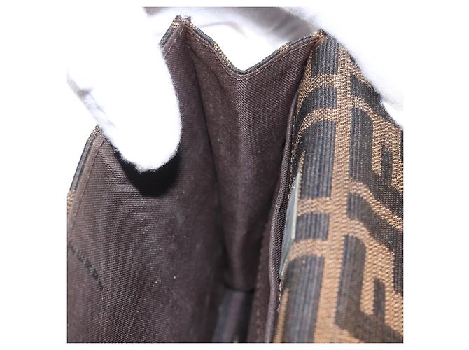FENDI Zucca Canvas Schultertasche Schwarz Braun Silber Authentisch 149894V - Ansicht 24