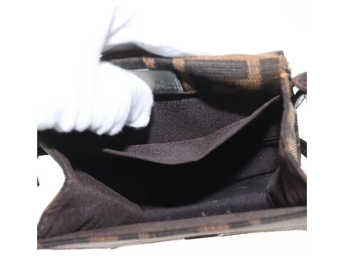 FENDI Zucca Canvas Schultertasche Schwarz Braun Silber Authentisch 149894V - Ansicht 25