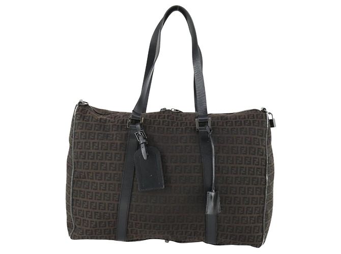 FENDI Zucchino Canvas Boston Tasche Braun Schwarz Auth bs32402 - Ansicht 13