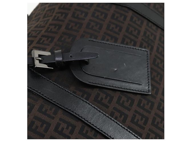 FENDI Zucchino Canvas Boston Tasche Braun Schwarz Auth bs32402 - Ansicht 17