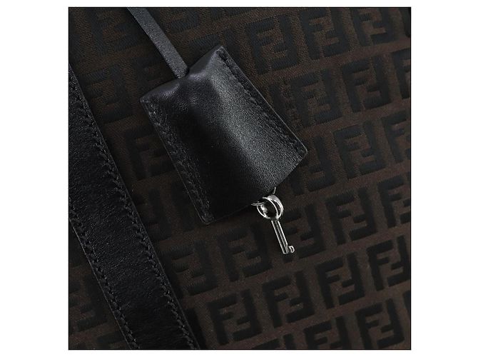 FENDI Zucchino Canvas Boston Tasche Braun Schwarz Auth bs32402 - Ansicht 18