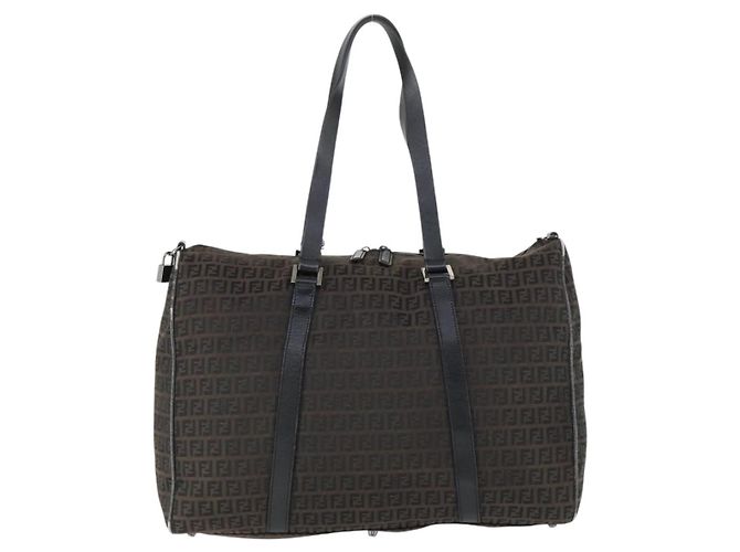 FENDI Zucchino Canvas Boston Tasche Braun Schwarz Auth bs32402 - Ansicht 2