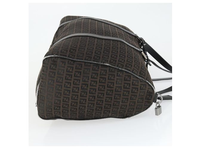 FENDI Zucchino Canvas Boston Tasche Braun Schwarz Auth bs32402 - Ansicht 3