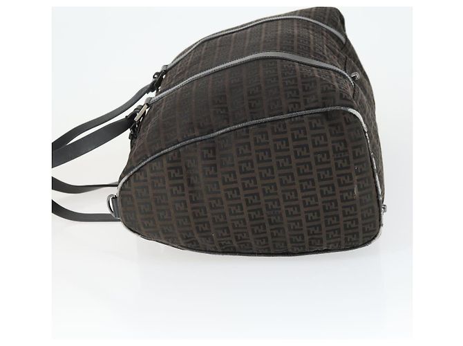 FENDI Zucchino Canvas Boston Tasche Braun Schwarz Auth bs32402 - Ansicht 4