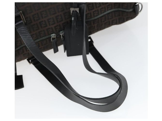 FENDI Zucchino Canvas Boston Tasche Braun Schwarz Auth bs32402 - Ansicht 7