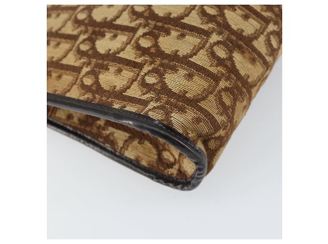 Borsa a Spalla in Tela Trotter Christian Dior Beige Oro Auth 169555 - vista 13