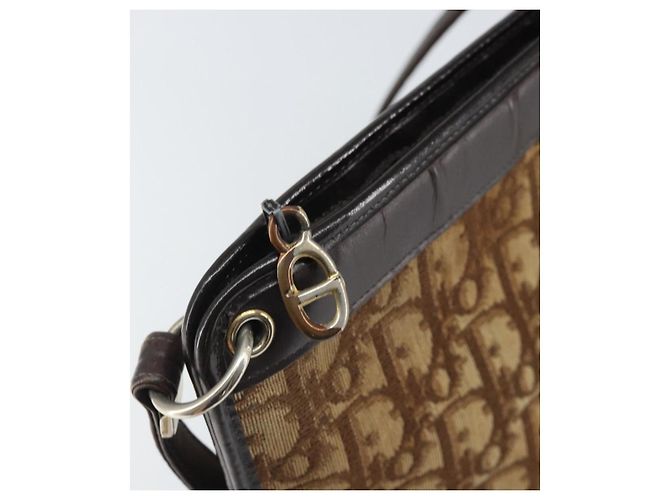 Borsa a Spalla in Tela Trotter Christian Dior Beige Oro Auth 169555 - vista 15