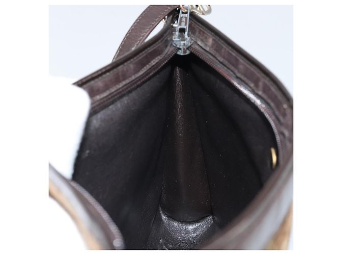 Borsa a Spalla in Tela Trotter Christian Dior Beige Oro Auth 169555 - vista 18