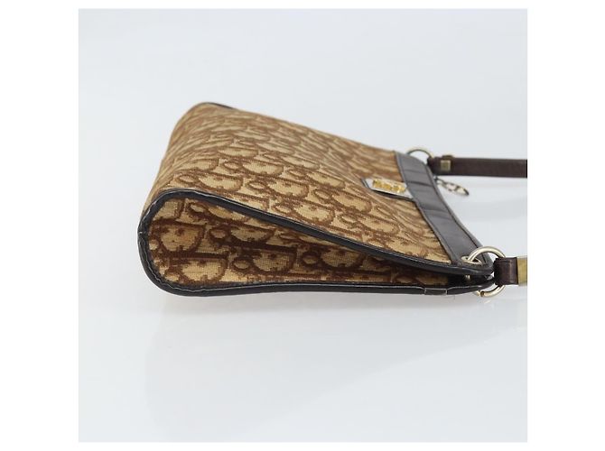 Borsa a Spalla in Tela Trotter Christian Dior Beige Oro Auth 169555 - vista 4