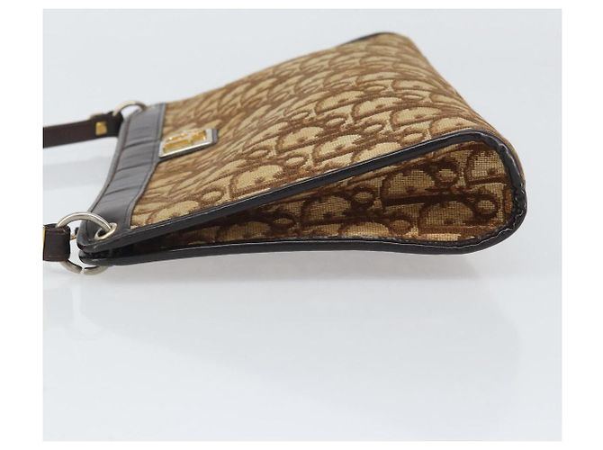 Borsa a Spalla in Tela Trotter Christian Dior Beige Oro Auth 169555 - vista 5