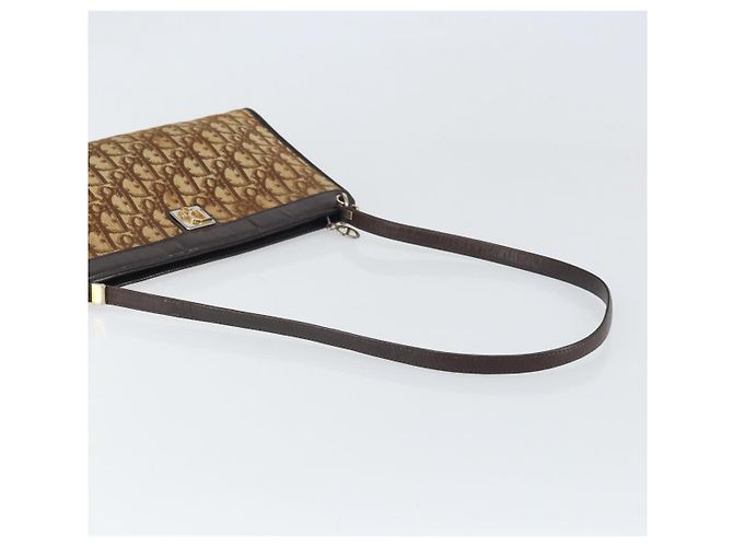 Borsa a Spalla in Tela Trotter Christian Dior Beige Oro Auth 169555 - vista 7
