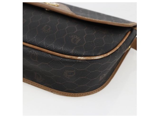 Borsa a spalla in tela a nido d'ape PVC nera e dorata Christian Dior Auth bs33115 - vista 10