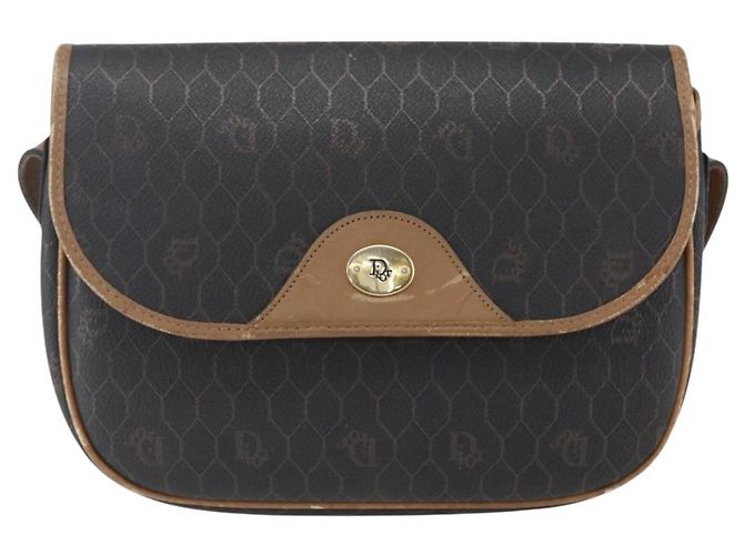 Borsa a spalla in tela a nido d'ape PVC nera e dorata Christian Dior Auth bs33115 - vista 2