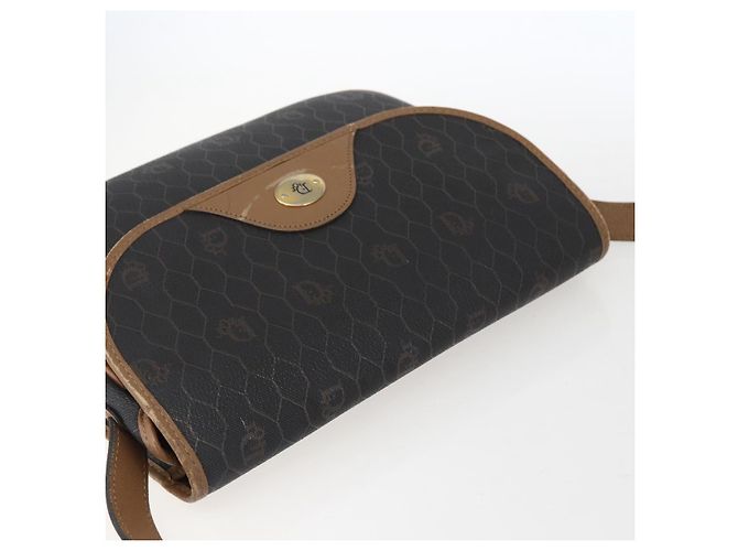 Borsa a spalla in tela a nido d'ape PVC nera e dorata Christian Dior Auth bs33115 - vista 6