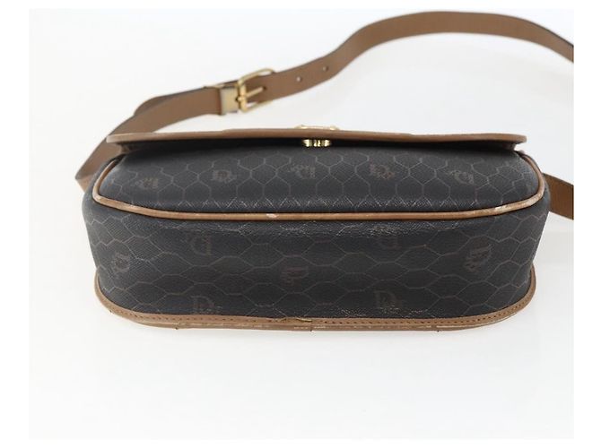 Borsa a spalla in tela a nido d'ape PVC nera e dorata Christian Dior Auth bs33115 - vista 9