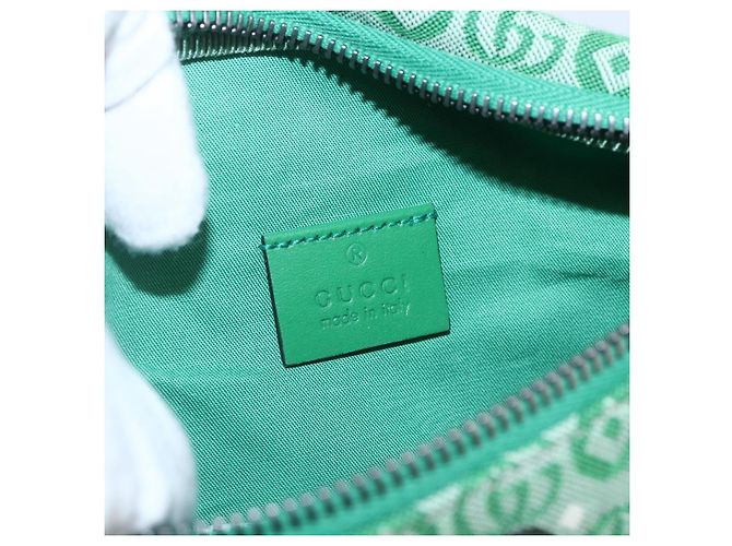 Borsa a vita in tela verde e argento della linea Sherry per bambini GUCCI 502095 Auth BA9977V - vista 15