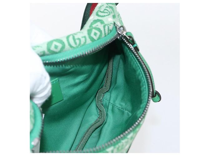 Borsa a vita in tela verde e argento della linea Sherry per bambini GUCCI 502095 Auth BA9977V - vista 17
