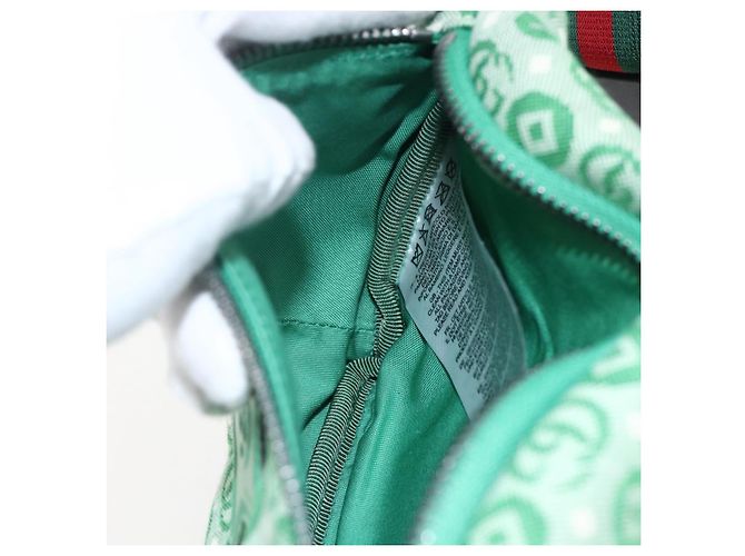 Borsa a vita in tela verde e argento della linea Sherry per bambini GUCCI 502095 Auth BA9977V - vista 18