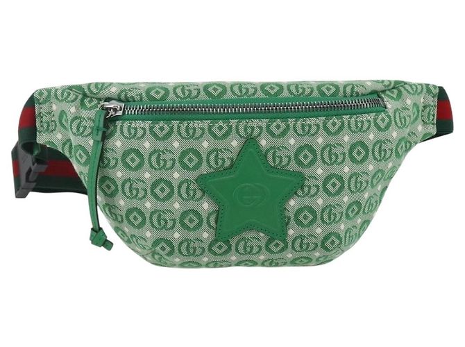 Borsa a vita in tela verde e argento della linea Sherry per bambini GUCCI 502095 Auth BA9977V - vista 2