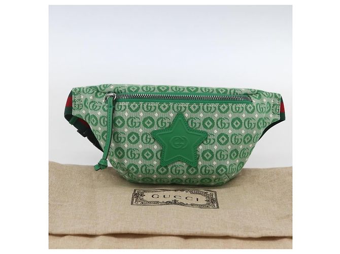 Borsa a vita in tela verde e argento della linea Sherry per bambini GUCCI 502095 Auth BA9977V - vista 21