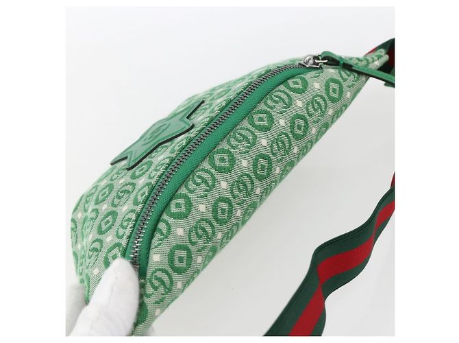 Borsa a vita in tela verde e argento della linea Sherry per bambini GUCCI 502095 Auth BA9977V - vista 6