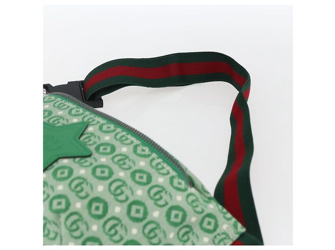 Borsa a vita in tela verde e argento della linea Sherry per bambini GUCCI 502095 Auth BA9977V - vista 8