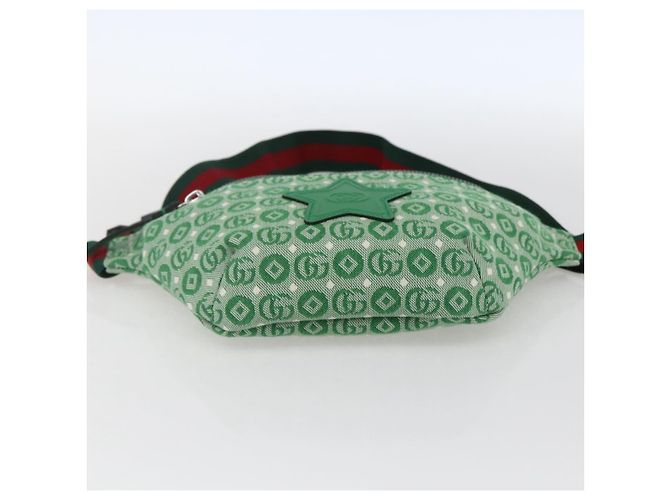 Borsa a vita in tela verde e argento della linea Sherry per bambini GUCCI 502095 Auth BA9977V - vista 9