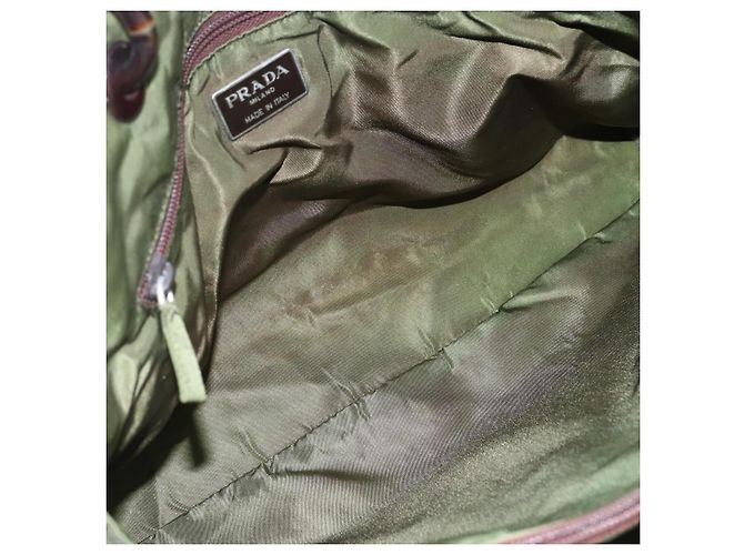 PRADA Borsa a mano in nylon verde Auth 170274 - vista 10