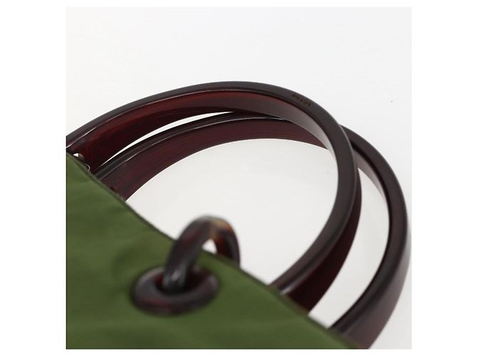 PRADA Borsa a mano in nylon verde Auth 170274 - vista 14
