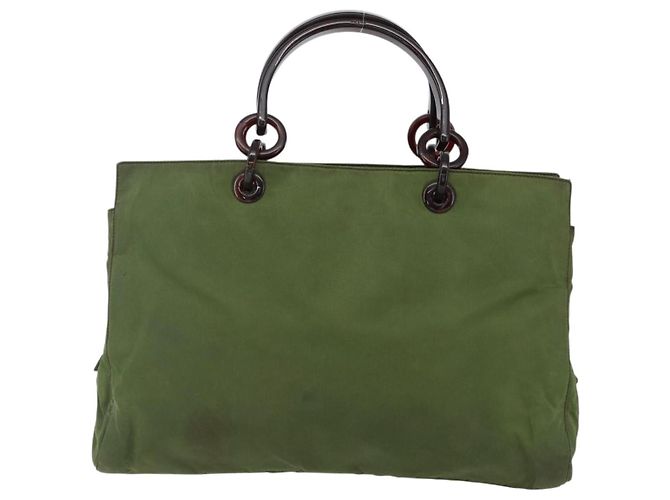 PRADA Borsa a mano in nylon verde Auth 170274 - vista 2