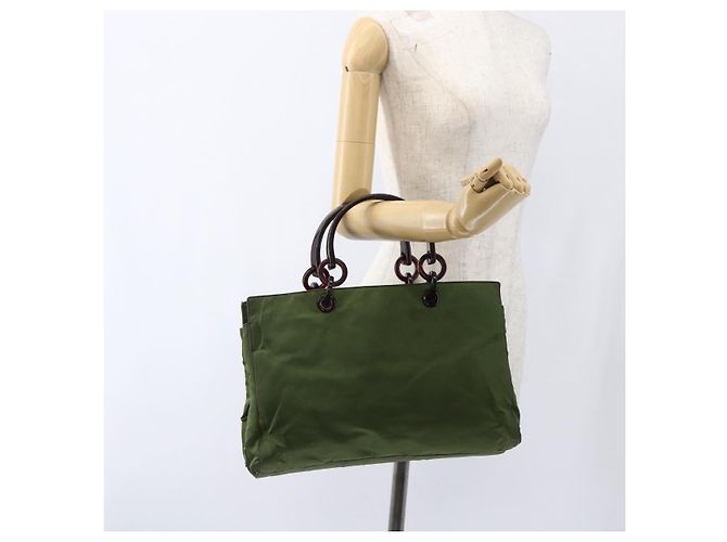 PRADA Borsa a mano in nylon verde Auth 170274 - vista 27