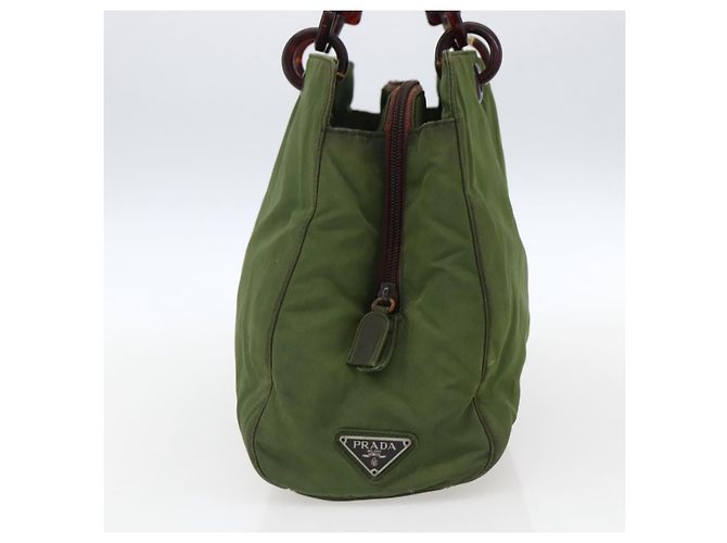 PRADA Borsa a mano in nylon verde Auth 170274 - vista 3