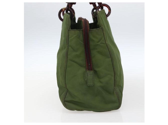 PRADA Borsa a mano in nylon verde Auth 170274 - vista 4
